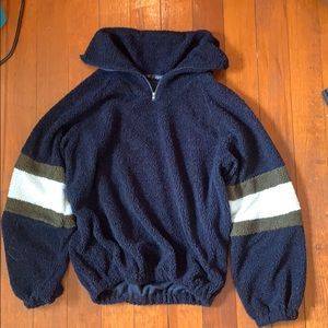 Fluffy warm half-zip sweater